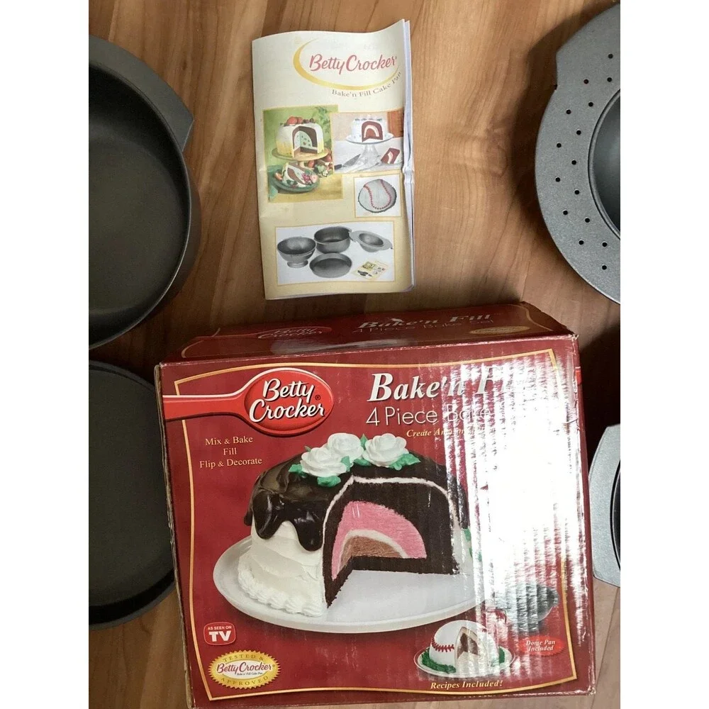Betty Crocker Bake'n Fill 4 Piece Bake Set Dome Pan Recipes Instructions
